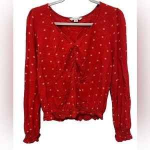 AEO American Eagle red with white flowers blouse Size Medium